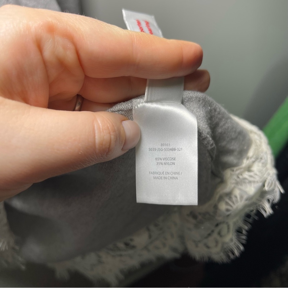 Laura Womens Grey Lace Trim V-Neck long balloon sleeve preppy knit sweater in 3X - Picture 7 of 8